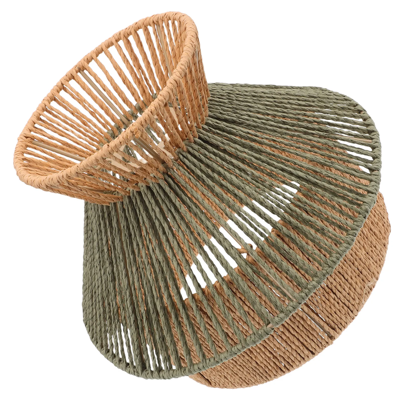 Handwoven Faux Rattan Pendant Lamp Shade – Decorative Ceiling Light Fixture for Dining Room