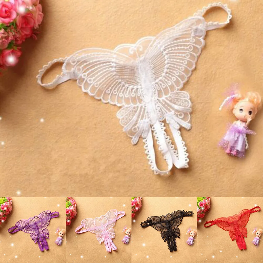 

Accessories Fashion New Panties Womens Briefs Underpants Underwear Wetlook Breathable Butterfly G-string Lace Lingerie