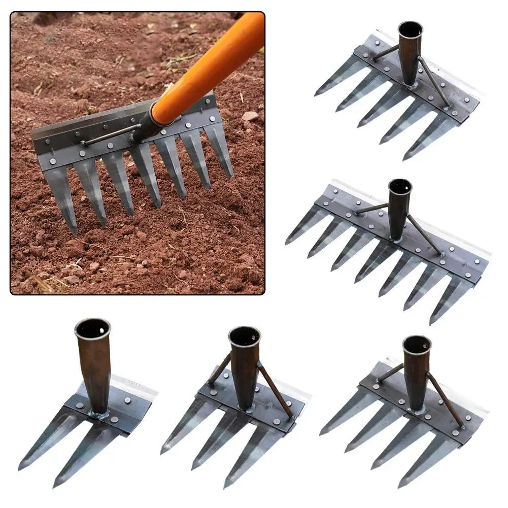 

2/3/4/5/7 Teeth Heavy-Duty Steel Garden Hand Weeding Rake Plowing Agricultural Weeding Tools Complete Detachable Multifunctional