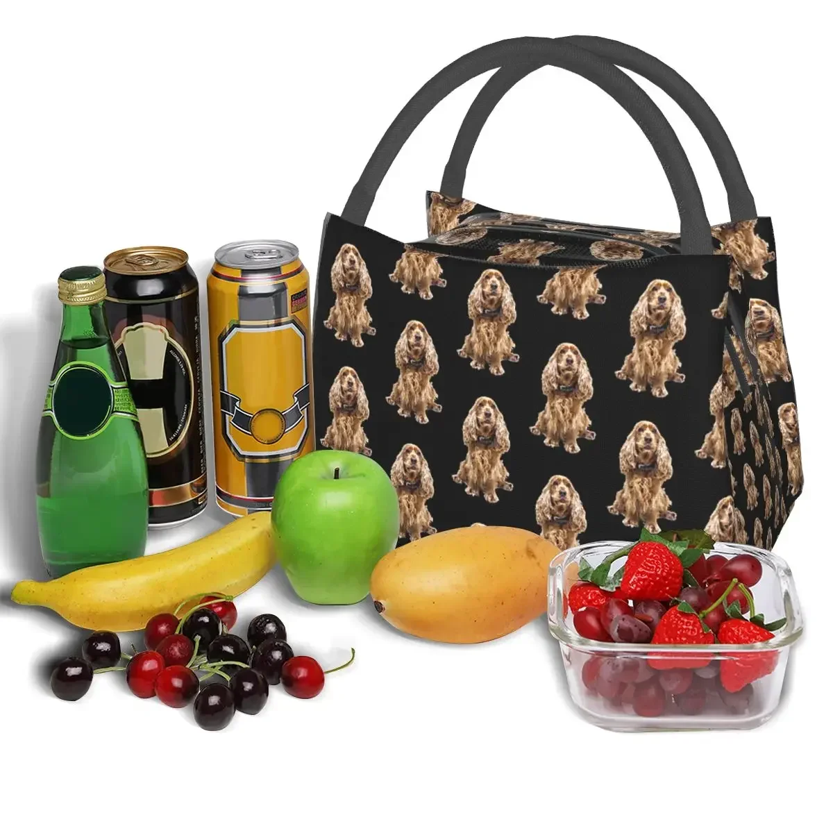 Cocker Spaniel-bolsas de almuerzo con aislamiento para mujer y niña, Bento Box, impermeable, reutilizable, térmica, para pícnic