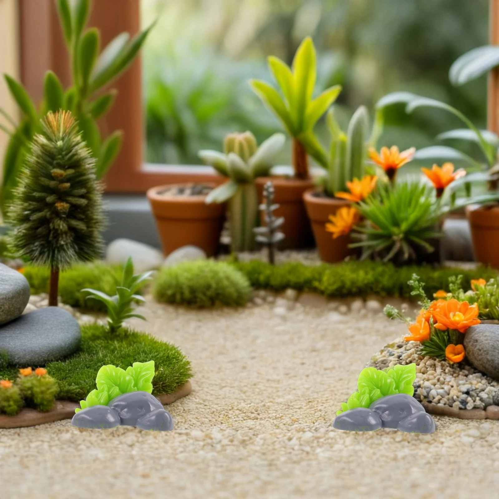 

40 Pcs Micro Landscape Decoration Grass Stone Decorative Fences Plants Courtyard Mini Artificial Fairy Garden Ornament Statue