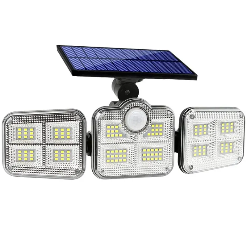 Lâmpada solar impermeável com controle remoto, lâmpada de segurança de inundação ao ar livre luz solar parede sconce holofotes para decoração do jardim