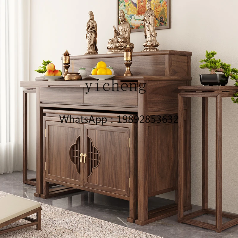 Z1 table incense case household Buddhist hall solid wood Buddhist table black walnut Buddhist table simple tribute