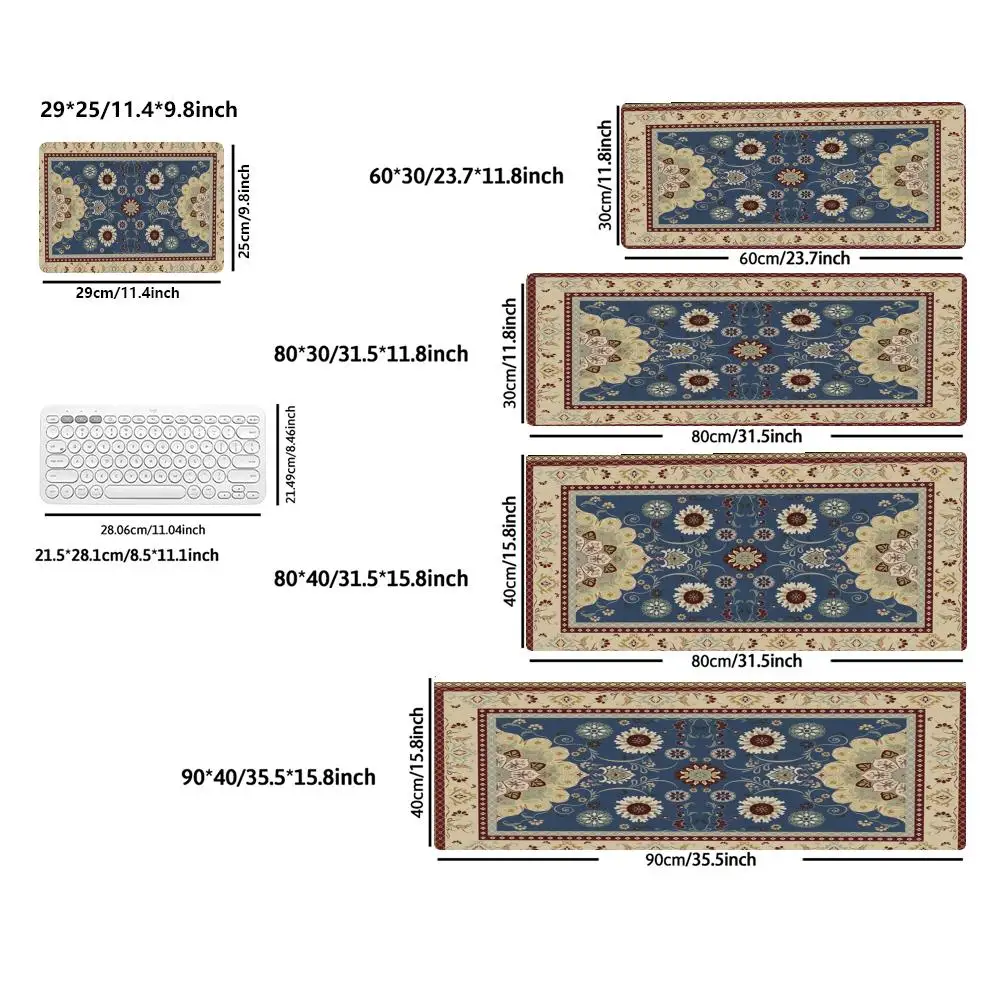 Retro-style pattern creative design mouse pad, high-quality Persian computer mechanical keyboard desk pad carpet