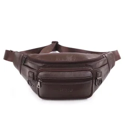 Men Genuine Leather Fanny Belt Pack Pouch Shoulder Hip Bum Bag Fashion High Quality Male Real Cowhide Chest Waist Bags New