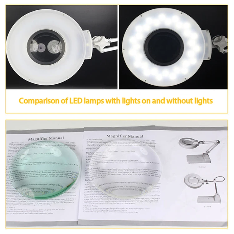 Magnifier Light Desktop Repaired Magnifier LT-86C White Glass 20x magnifying glass