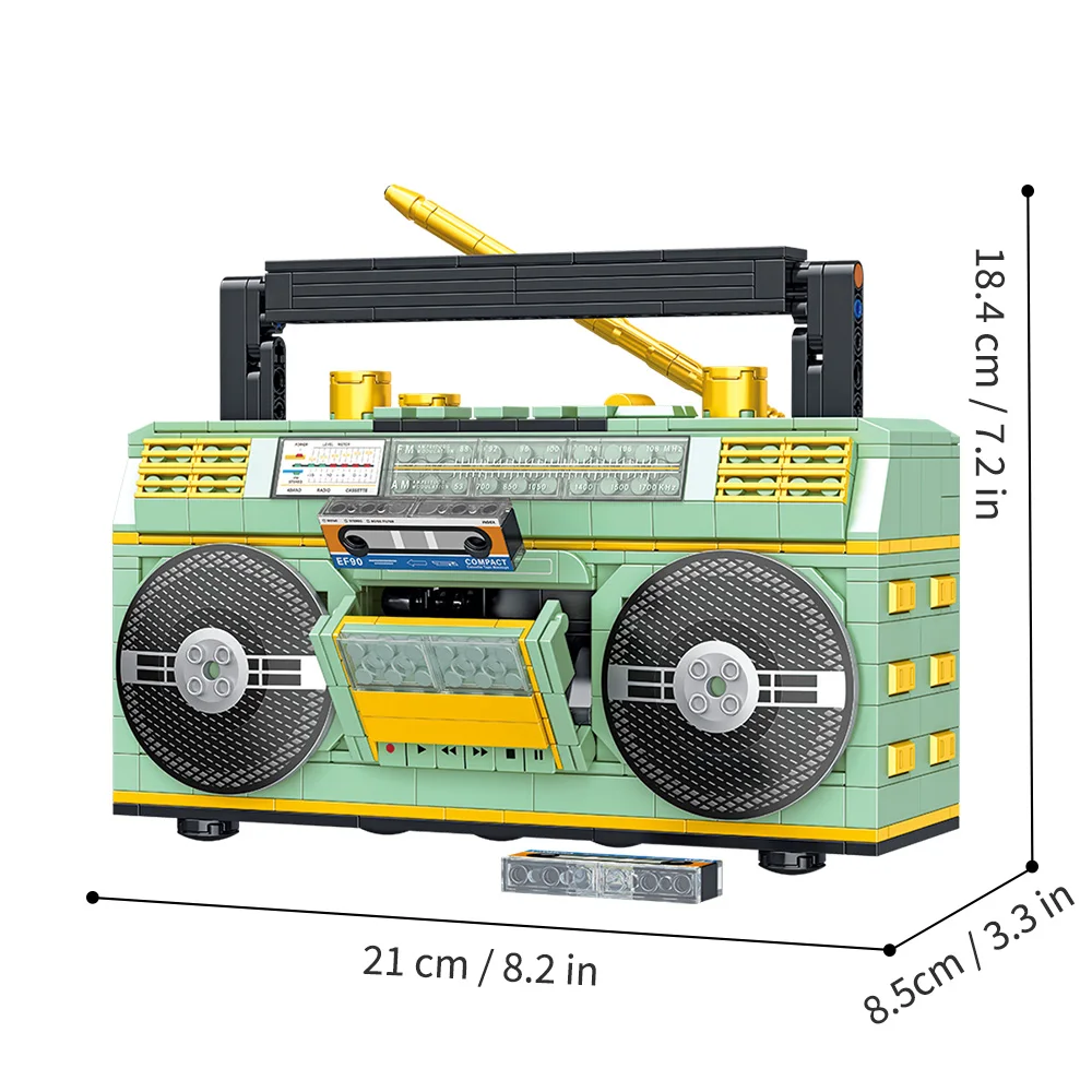 781PCS Retro Radio Classic Series Building Blocks Set Vintage Music Player Display Kit Creative Gift Toys for Adults Kids