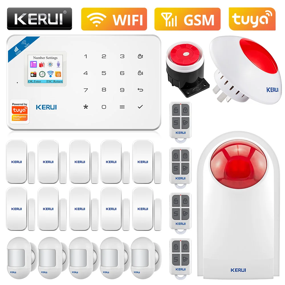 

KERUI W181 Outdoor Siren Alarm System Home Security WiFi GSM Tuya APP Control Built in 6 Languages Anti Theft Motion Sensor Kit