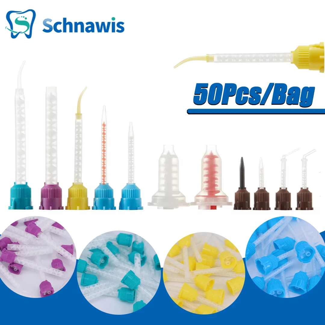 50Pcs/bag Dental Mixing Tips Impression Materials Lab Denture Color Tubes Disposable Silicone Rubber Dentistry Material