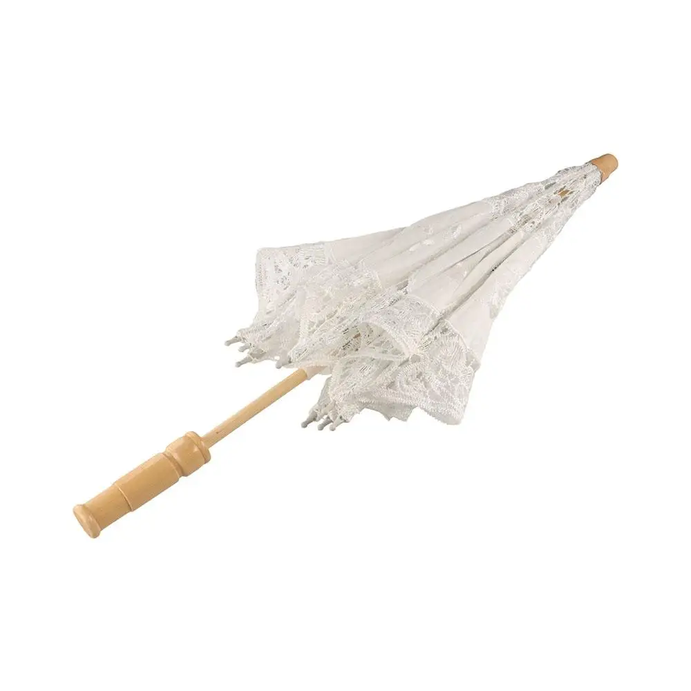 

Photography Prop Embroidery Floral Wedding Lace Umbrella Hollowed Cotton Prop Umbrella White Black Parasol Umbrella Bride