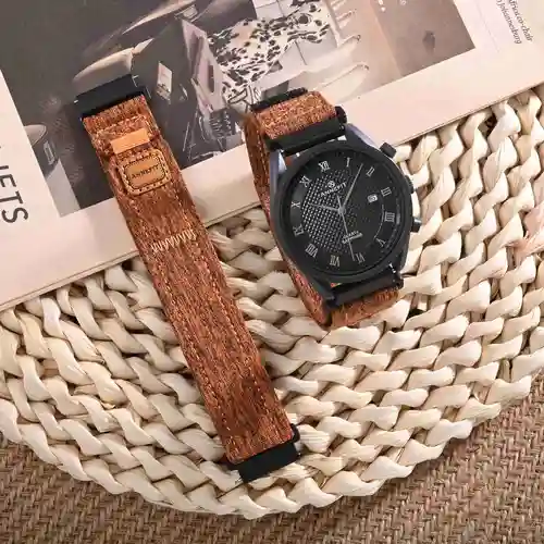 Imagen 2 del producto ANNEFIT Correa de reloj de tela vaquera para hombre y mujer, correa de reloj de 16mm/18mm/19mm/20mm/21mm/22mm/24mm, accesorios de reloj de liberación rápida