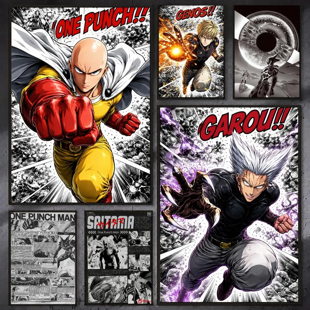 Japan Anime Manga O-One-Punch Man Poster Waterproof Sticky Wall Art Print For Bedroom Living Room Hallway Bar Home Decor