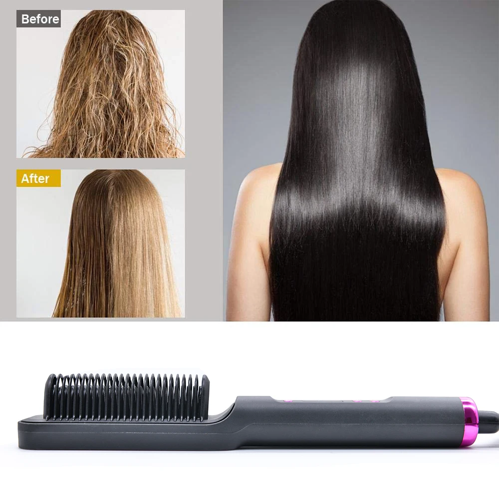 Alisador de cabelo escova alisador de cabelo pente anti-escald alisamento de cabelo escova de aquecimento rápido cerâmica alisador de cabelo ferramentas