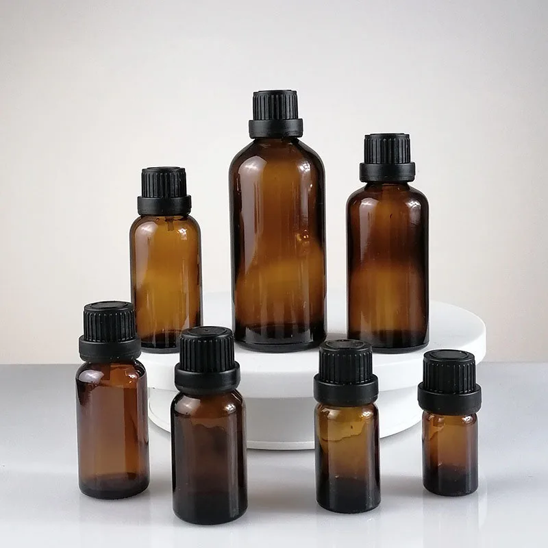 

36Pcs 5ml-30ml Brown Opaque Glass Bottle with Large Head Lid for Essential Oil Storage Refillable Portable Dispenser Bottle