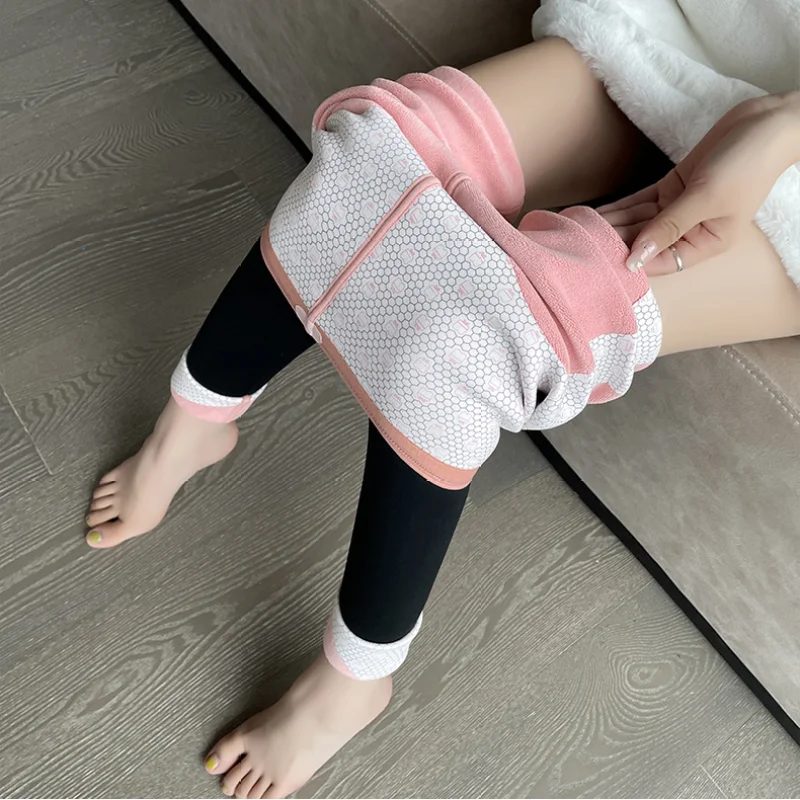 

Size S-XXL Fit 40-75KG Women Shark Skin Leggings Cashmere Fleece Lining Winter Pants High Waist Hip Booty Lifting Slim Pants