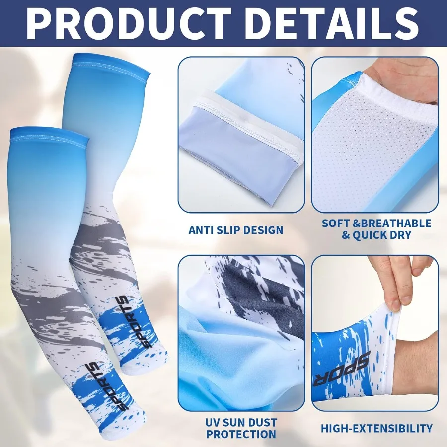 4 Pairs UV Sun Protection Arm Sleeves for Men Women - Cooling Sports Sleeve with Anti-Slip Ice Silk Fabric Ideal for Outdoor Ac
