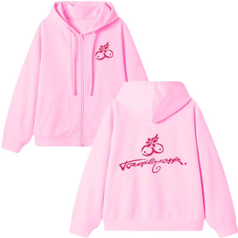 2025 KAROL G Tropicoqueta Double Sided Print Zipper Hoodies Women Men harajuku fashion Fleece Coat Sweat hip hop Jacket Unisex