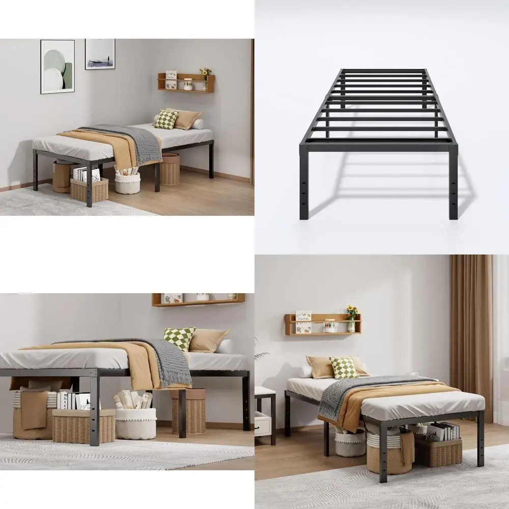 

Кровать-платформа Twin XL высотой 18 дюймов - без пружинного блока, простая сборка, бесшумная, прочная, с местом для хранения вещей