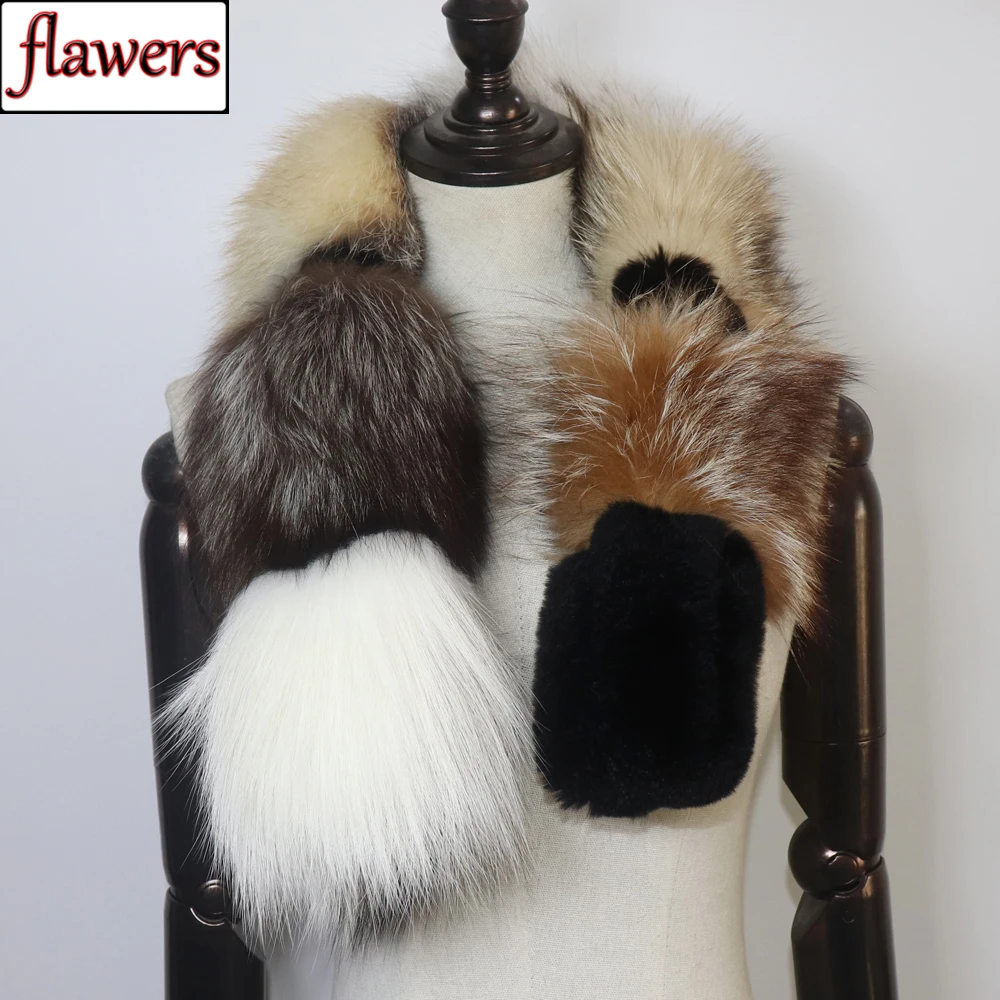 

Winter Women Real Fur Scarf Keep Warm Natural Soft Fox Fur Scarves Female Fashion Fluffy Thick 100% Genuine Fox Fur Mufflers