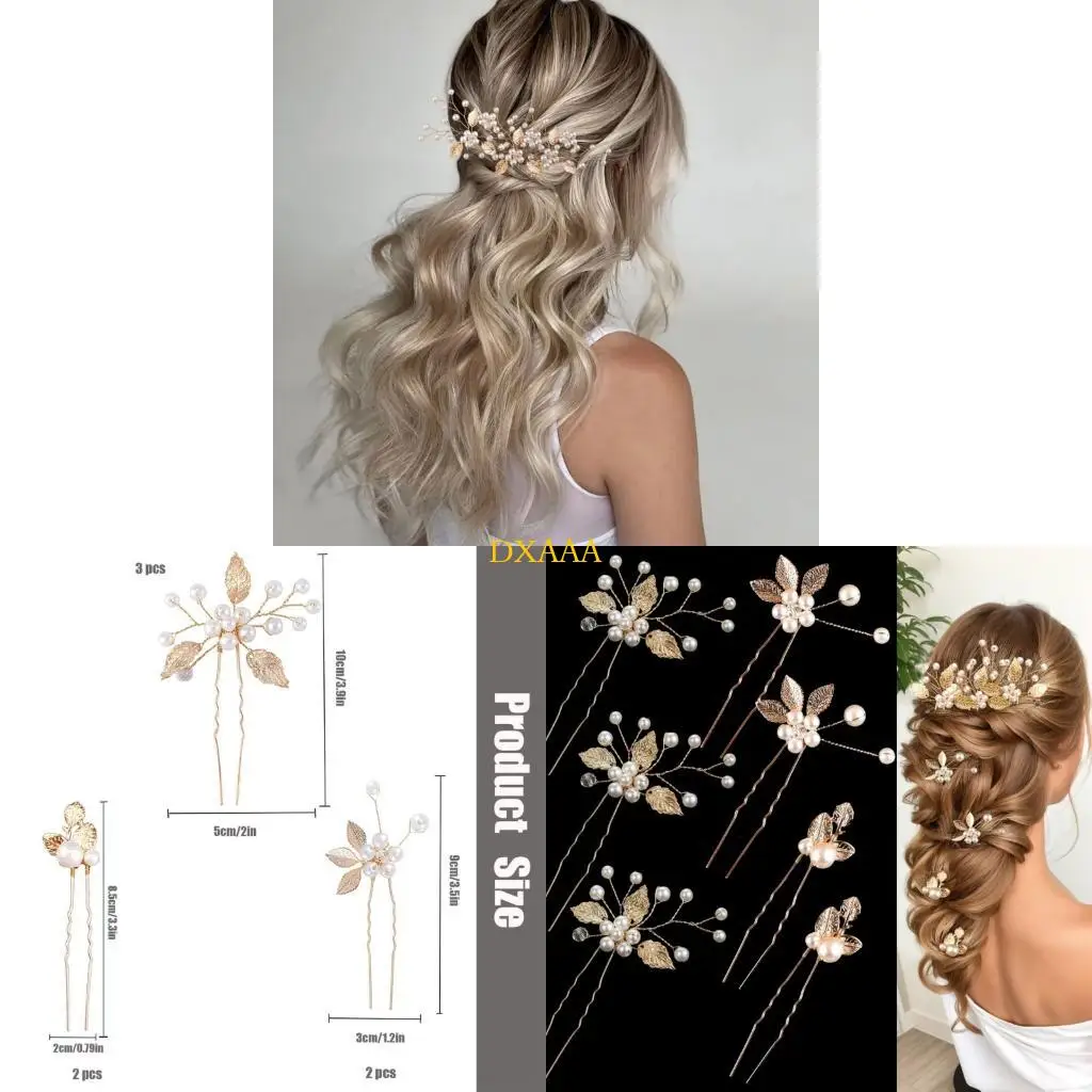 

DXAA Artificial Pearls Golden Hairpin Strong Grip Hair 7pcs For Formal Event and Evening Party Bride Hair Decors