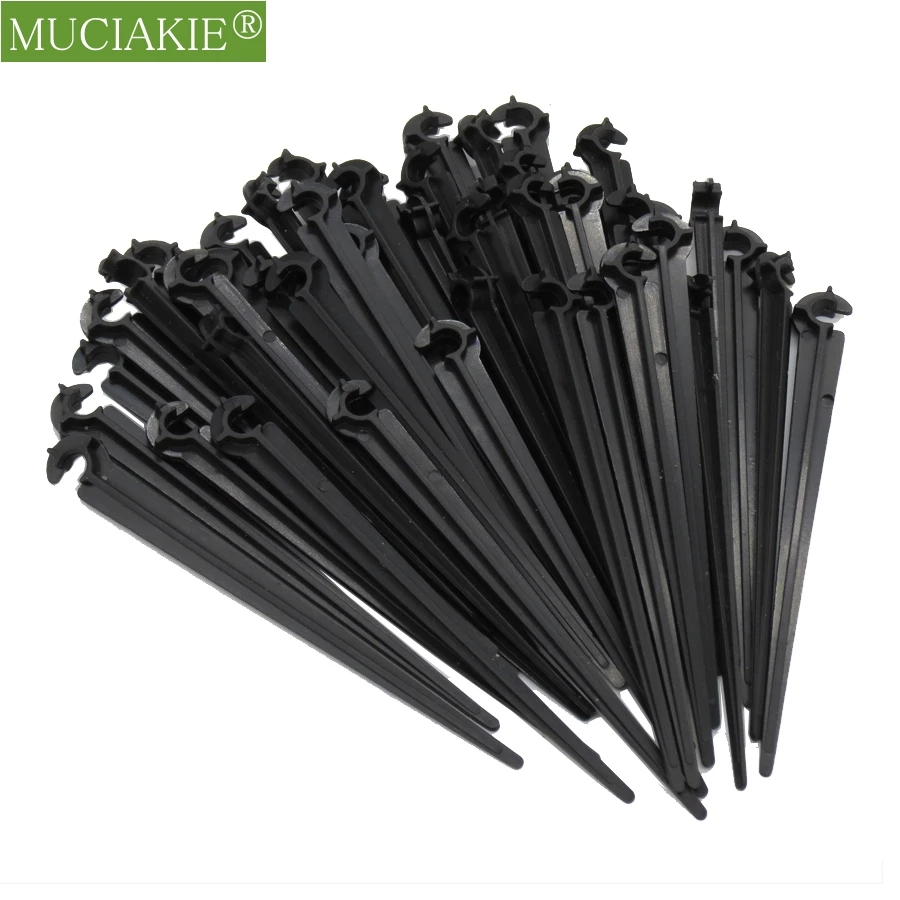 100pcs 11cm 20cm 1/4'' Fixed Stake Plastic Support Holder 4/7mm PVC Hose Tube DIY Drip Garden Home Watering Irrigation Fittings