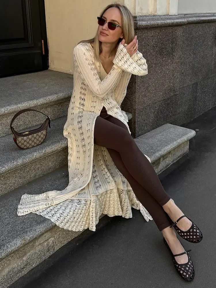 loose knit beach dress Hollow Out Maxi Women Style Spring 2025 CATEGORY: DRESSESS