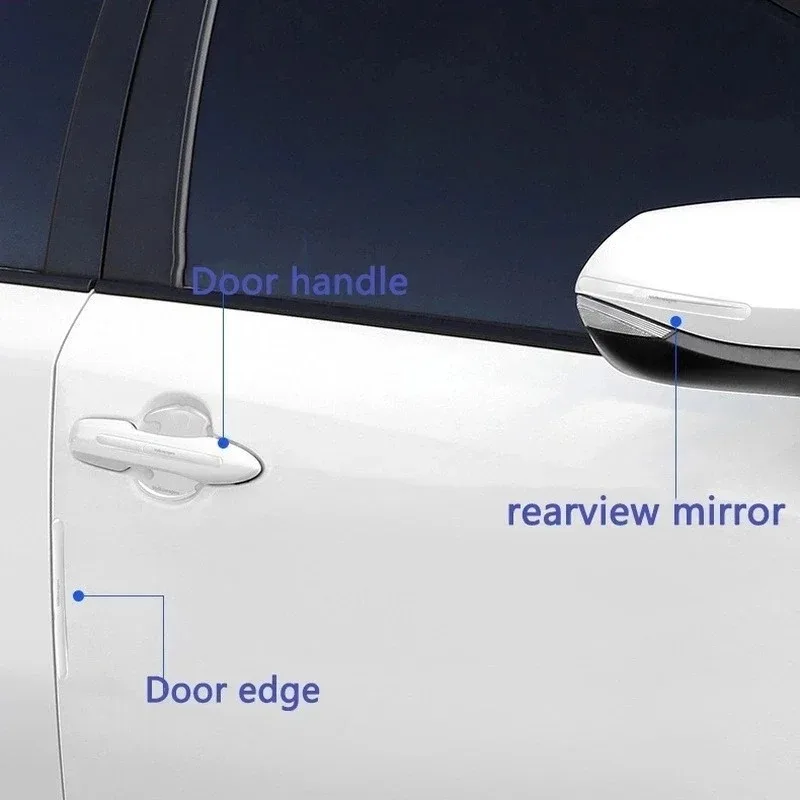 Car Invisible Transparent Protective Stickers Set Door Handle Bowl Rearview Mirror Edge Anti-scratch Protection Clear Strip