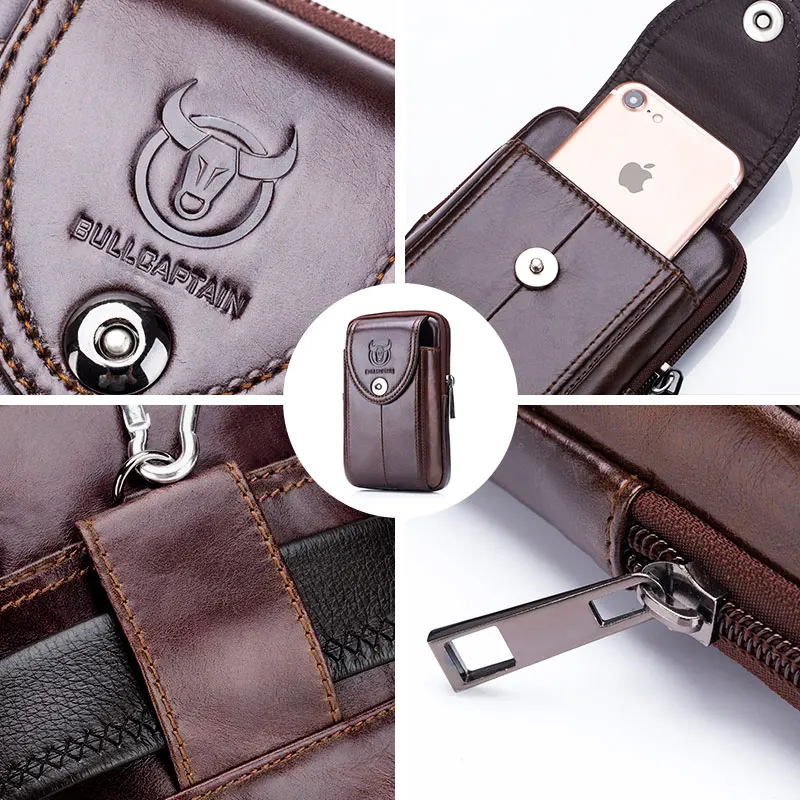 BULLCAPTAIN CINTURA DE Couro DOS HOMENS Saco Militar Fanny PACK Molle Small Money Telefone CINTURA PACK Bum Pouch PURSE