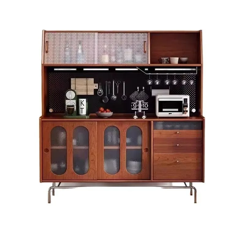 

gainst the wall Multifunctional locker Middle antique tea cabinet Kitchen storage retro solid wood dining side cabinet