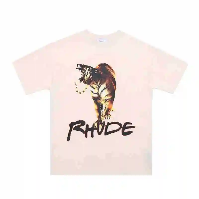 2024 New Trend High Street Quality Loose Couples Wear American Fashion Brand Print YYZP RHUDE Short-Sleeved T-shirt Women Men