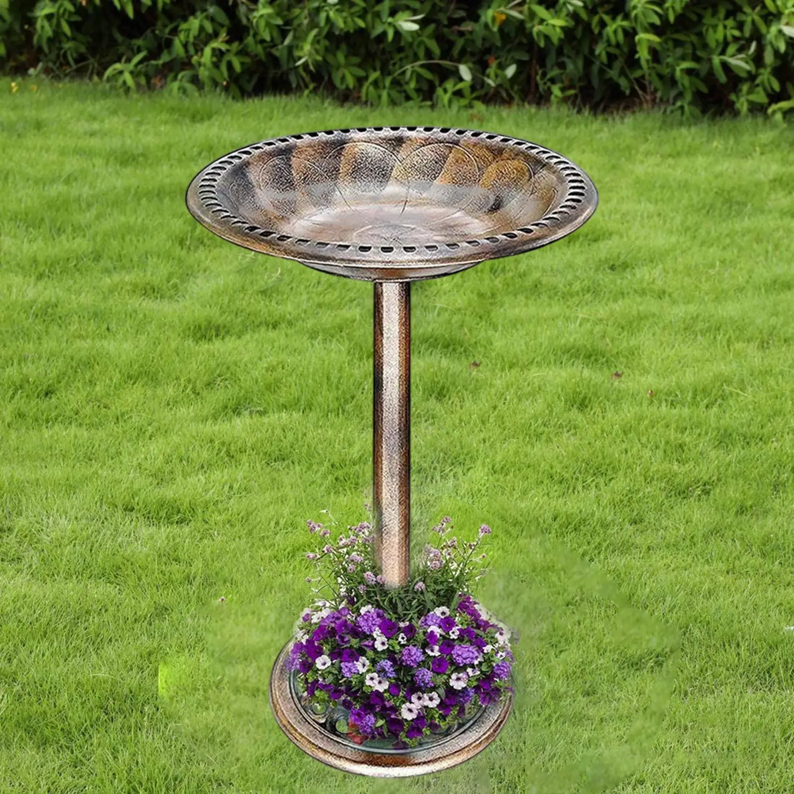 Zewnętrzny ptak kąpiel rustykalny kwiatowy Design lekka dekoracja birdbath na ogród Patio przydomowy Ornament prezent na parapetówkę