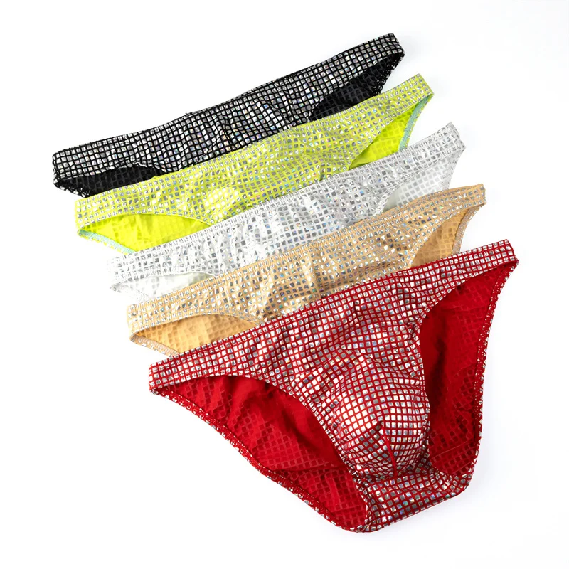 5PCS Men's Sexy Briefs Men's Pouch Underwear Men Colorful Shinning Low Waist Men's Taste Underpants Ropa Interior Hombre