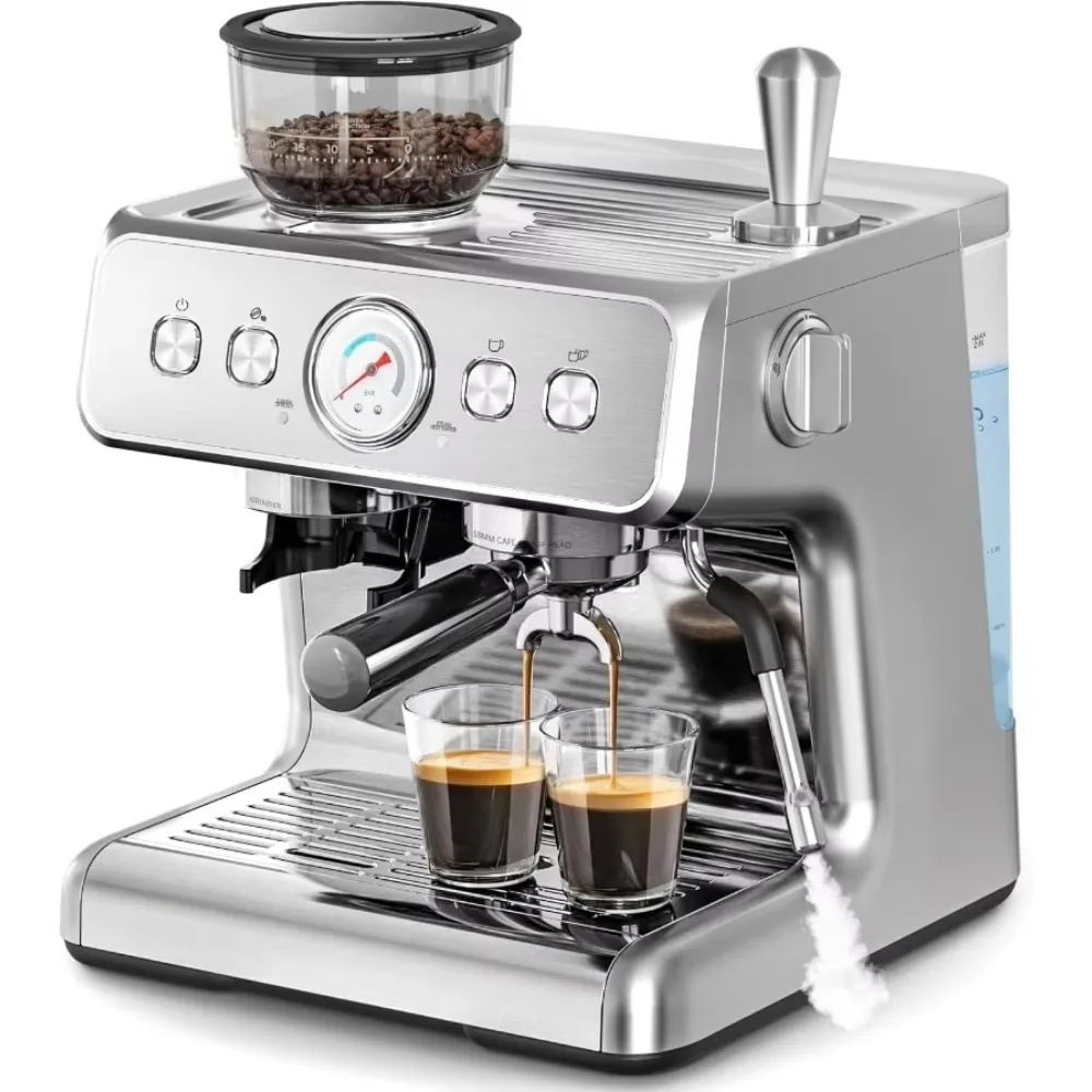 

Espresso Machines with Grinder, 20 Bar Professional Espresso Maker with Milk Frother Steam Wand & Removable Water Tank for Latte