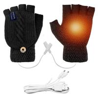 Winter Knitting USB Electric Heated Gloves Half Hands Fingerless Mitten With Finger Sleeve For Women Men Hand Warmer Dropship