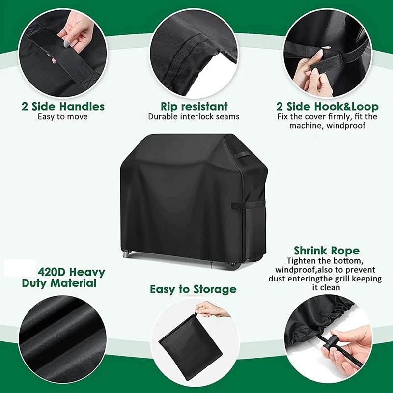 2X BBQ Cover, Waterproof 420D Heavy Duty Oxford Fabric Outdoor Dustproof Gas Grill Cover For BBQ Accessories-B