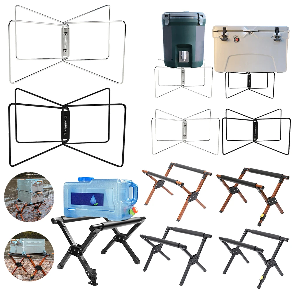 Outdoor Camping Ice Box Holder Stainless Steel Support Foldable Anti-Slip Support Picnic Bbq Bucket Holder Cooking Accessories