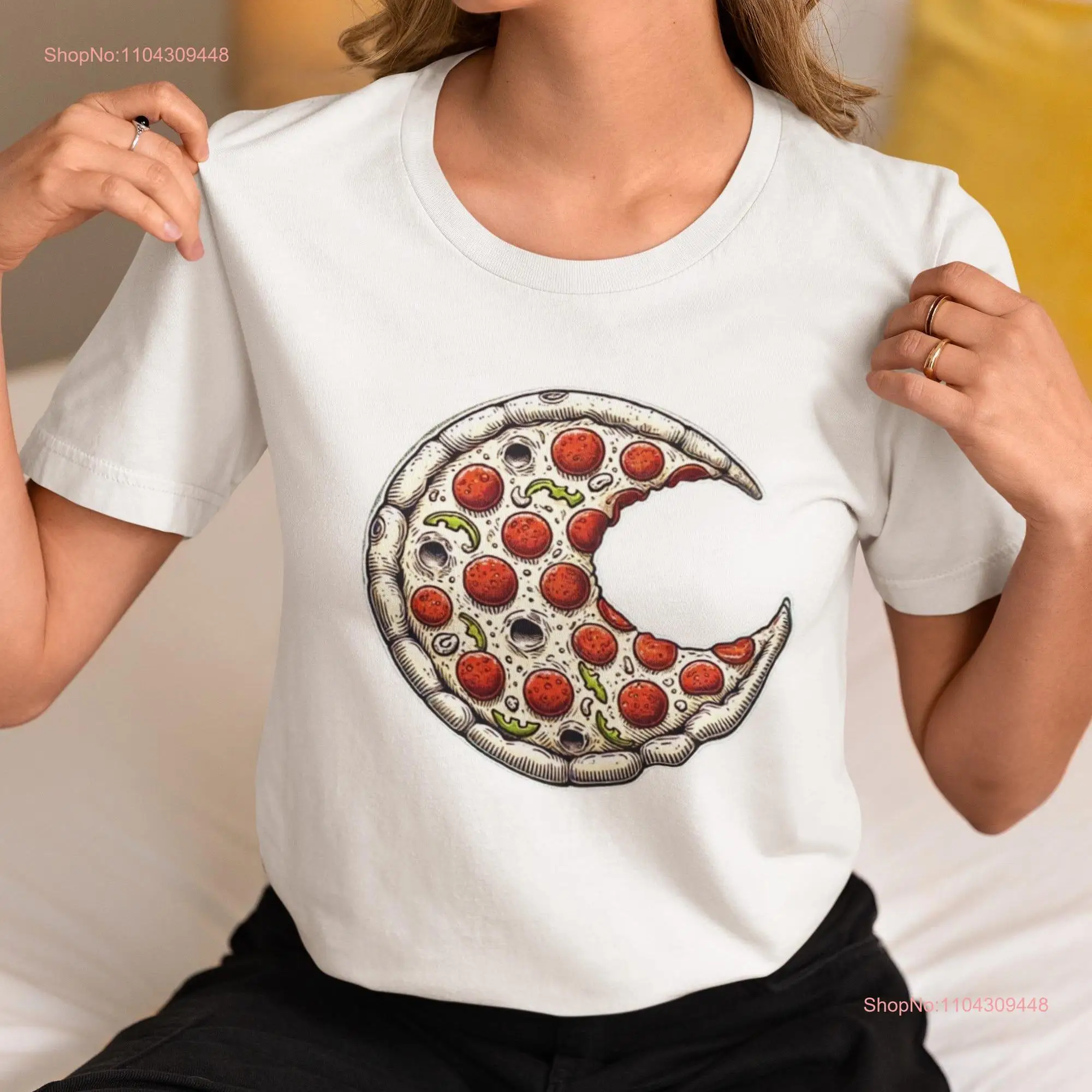 Pizza Moon T Shirt Fun and Quirky for Lovers long or short sleeves