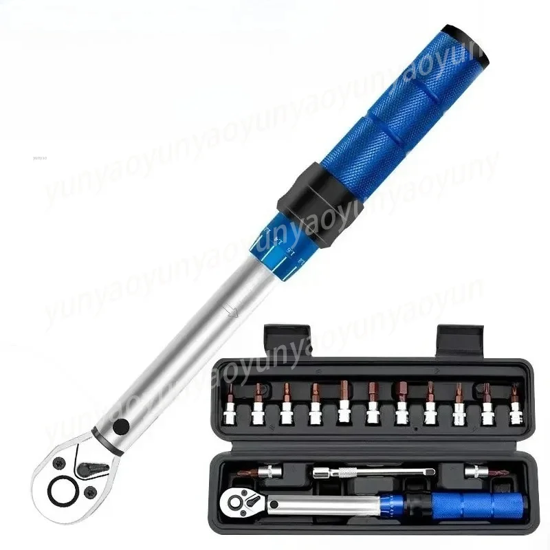 

15-Piece Bicycle Torque Wrench Set 1/4" 2-24Nm Two-Way Bicycle Hex Wrench Tool Socket Preset Wrench Repair Kit