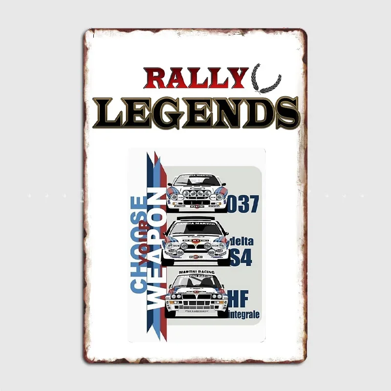 RALLY LEGENDS MARTINI RACING Delta Integrale037 S4 HF Racing Metal Sign Poster Bar Club Wall Room Decoration Vintage Home Decor