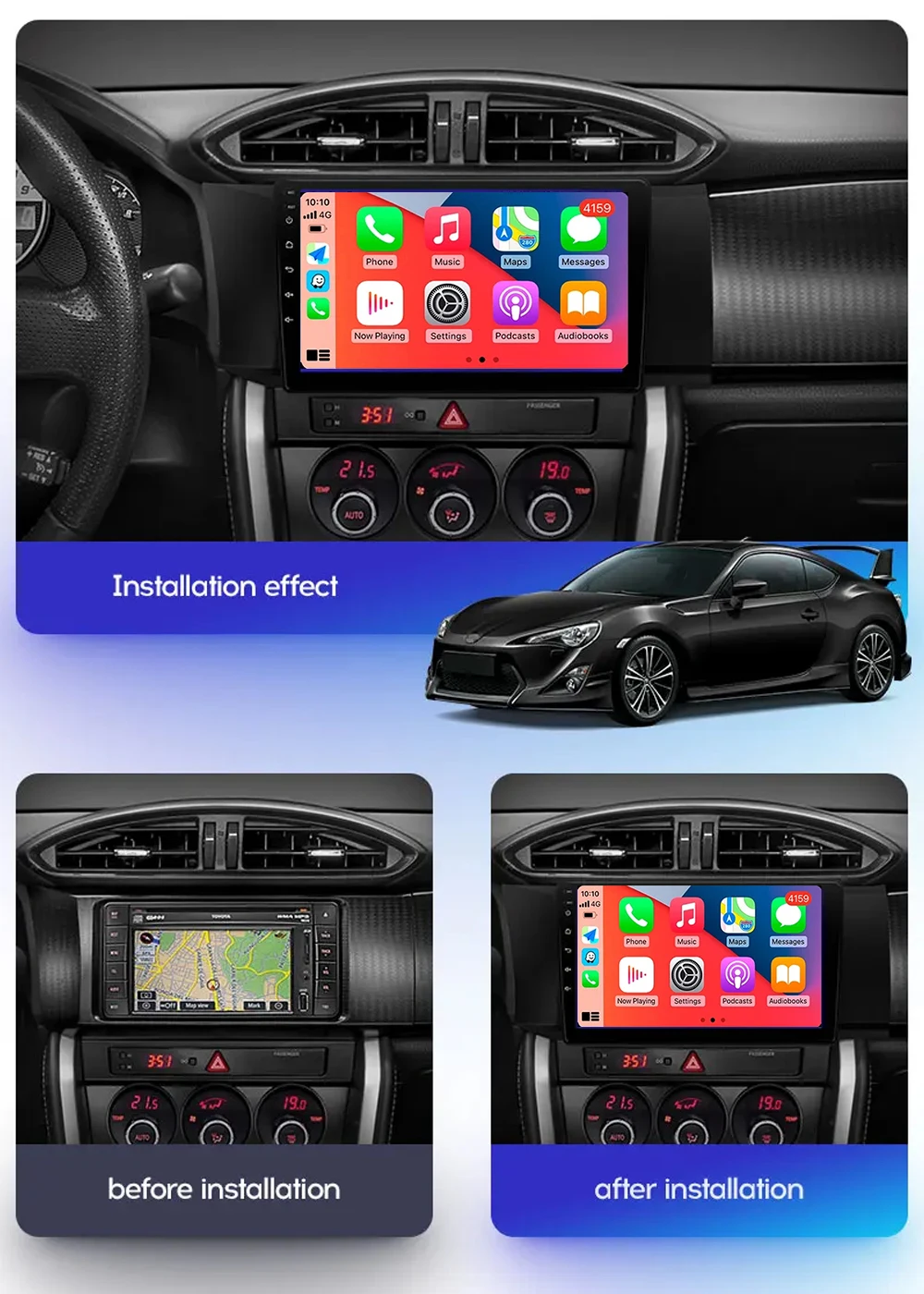 Android 14 Carplay Auto For Toyota GT 86 For Subaru BRZ 2012-2016 RHD Car Radio Audio Multimedia Video Player 4G+WIFI 360 Camera