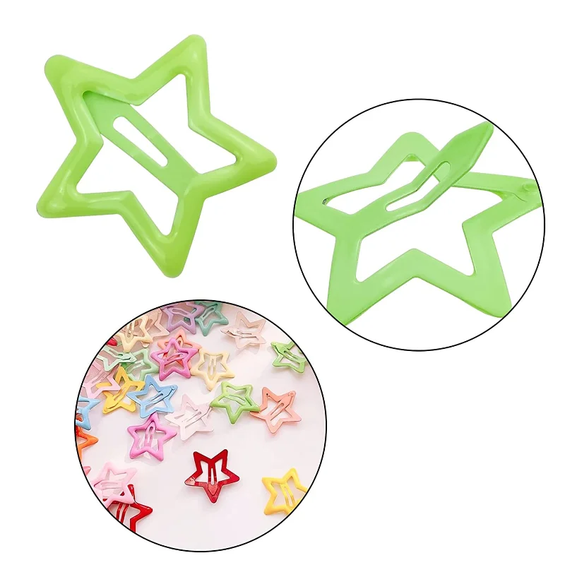 30pcs Toddler Girls Random Color Star Design Hair Clip Multi-color Girls Clips Kids Hair Accessories Styling Decoration