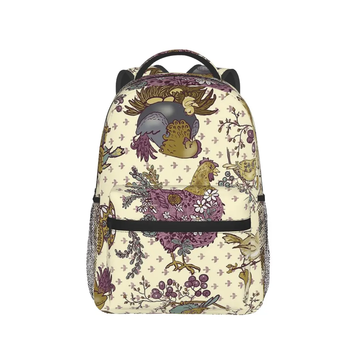 

Chic Chick And Floral Pattern Backpack Hot Sale Daypack Large Capacity Kids BookBag School Bag Shoulder Bags for Men Women
