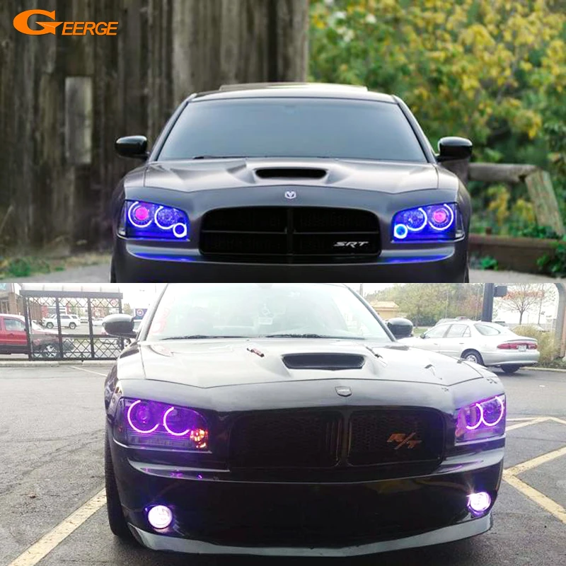 For Dodge Charger 2006 2007 2008 2009 2010 RF Remote Bluetooth-Compatible App Multi-Color Ultra Bright RGB LED Angel Eyes Light