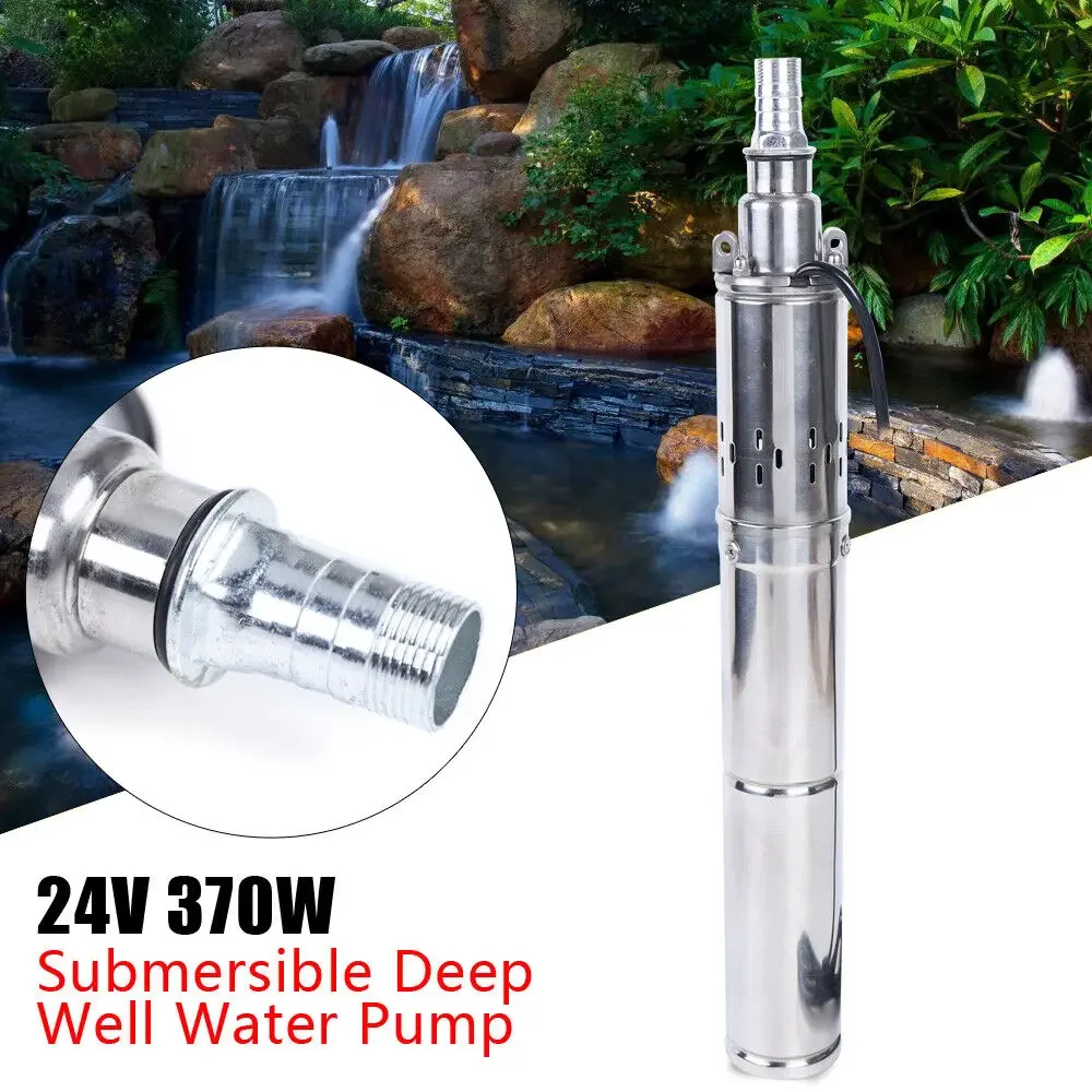 

Submersible Deep Well Pump Solar Water Pump DC 24V 370W Stainless Steel Screw Pump 213ft Lift 8.8GPM Flow Agricultural Irrigatio