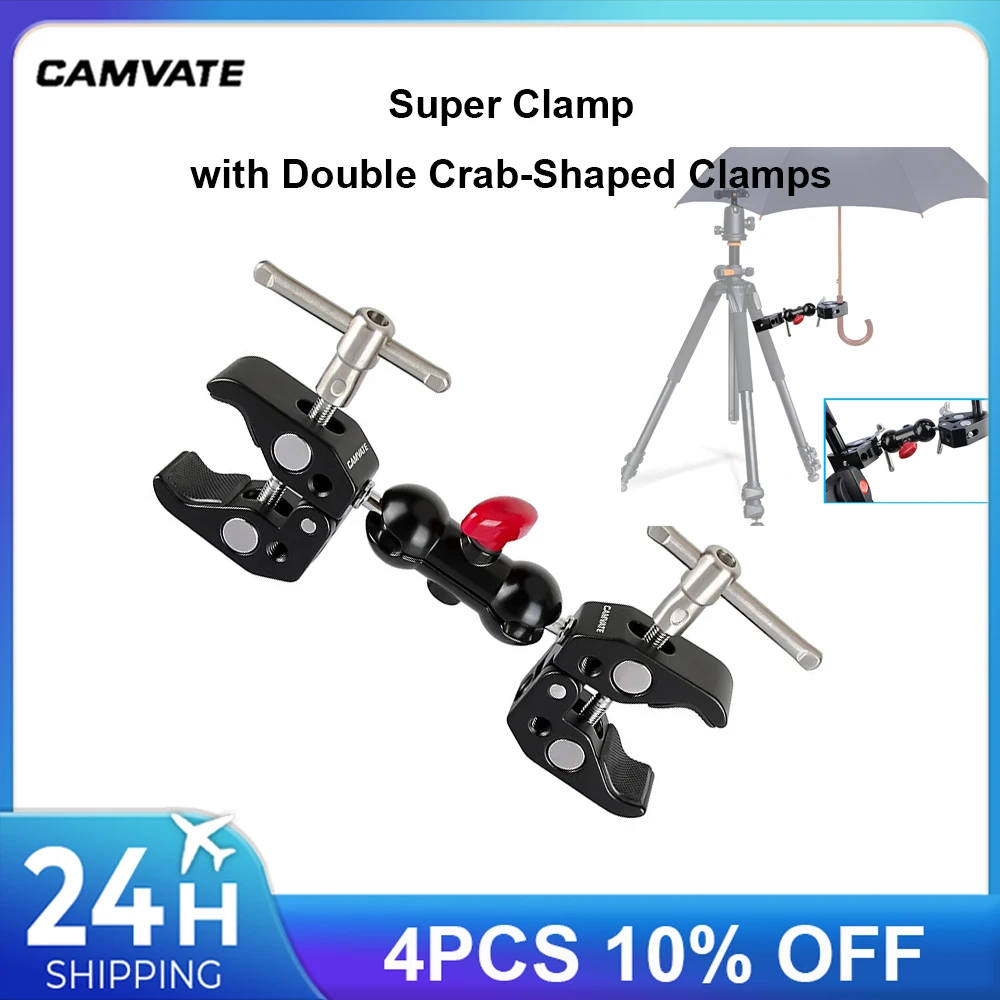 CAMVATE Super Clamp with Double Crab-Shaped Clamps   Articulating Magic Arm with  360°Swivel Ball Head For LCD Monitor LED Light