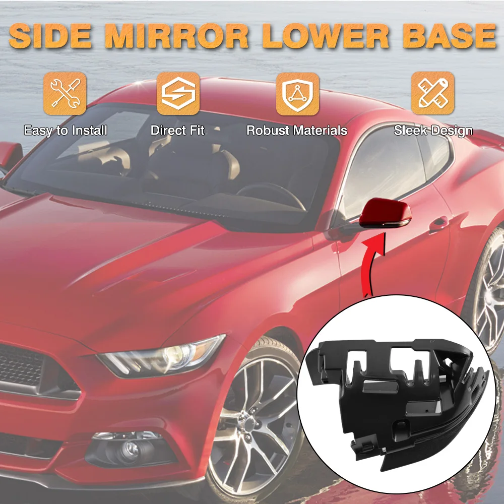 

2Pcs Car Rearview Side Mirror Lower Housing Bottom Frame With Ground Light Holes for Ford Mustang 2015-2021 US Version LHD