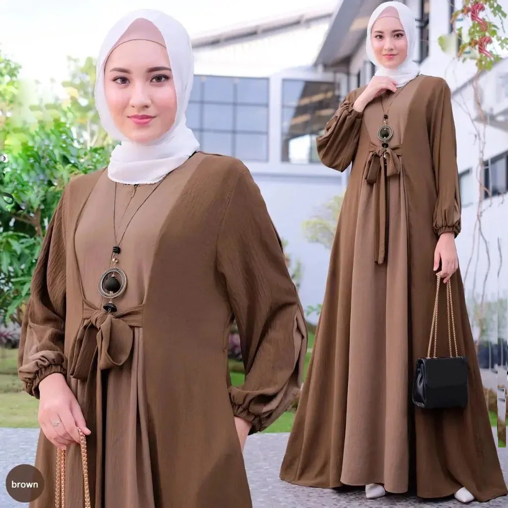 Eid Luxury Abaya Kimono Hijab Muslim Dress for Women 2024 Summer Fashion Lace Up Open Abaya Dubai Party Turkey Islam Kaftan Robe