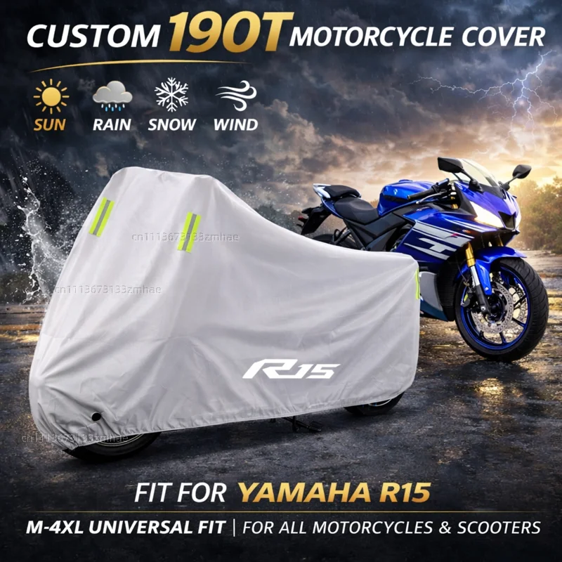 

For YAMAHA YZFR15 YZF-R15 R15 V3 V3.0 Motorcycle Cover Waterproof Heavy Duty Outdoor Rain Dust Sun Protector
