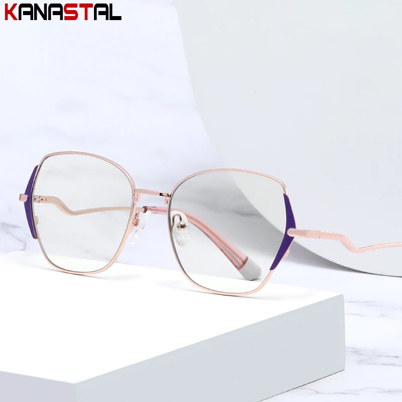 Women Glasses Frame Metal Polygon Eyewear Optic Blue Light Blocking Lens Glasses Prescription Myopia Reading Fashion Eyeglasses