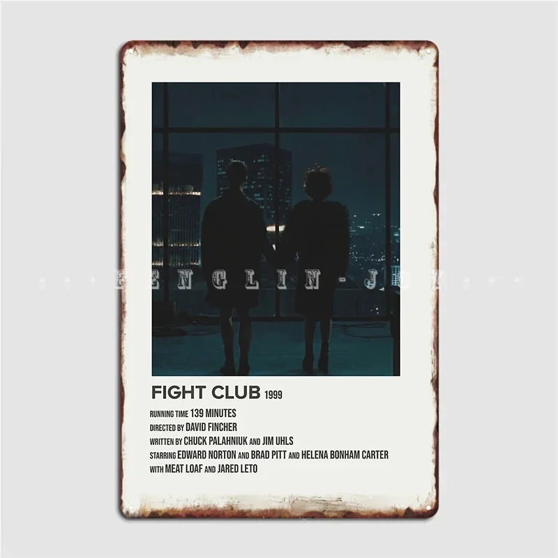 ملصق Fight Club 1999 لوحة معدنية للنادي والحفلات والبار وتصميم الكهف لتزيين الحائط ملصق تسجيل القصدير